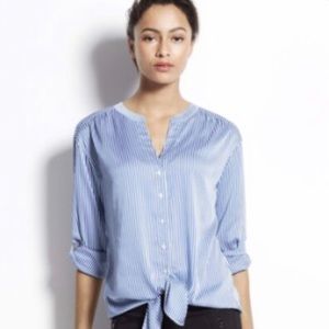 Ann Taylor Blue & White Striped Blouse
